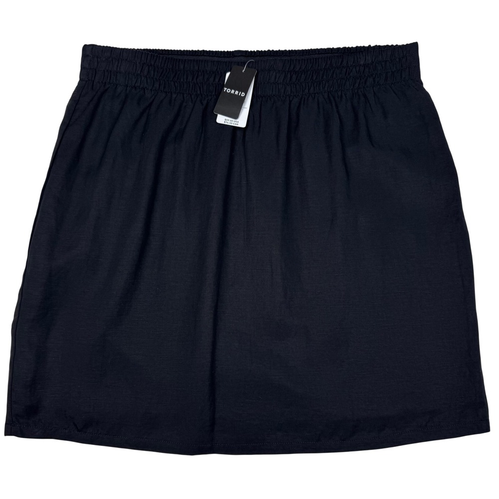 Torrid Black Linen‎ Blend Mini Skirt High Waist Elastic Waistband Plus Size 1X